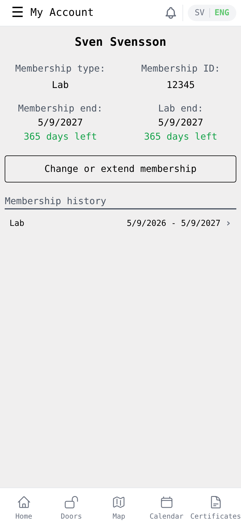 My Account page