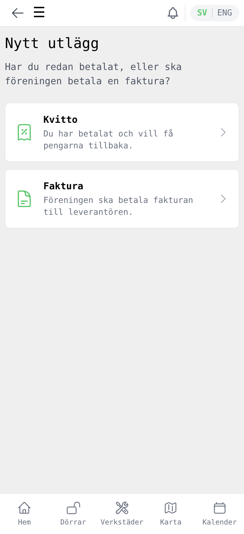 Nytt utlägg med valen Kvitto och Faktura