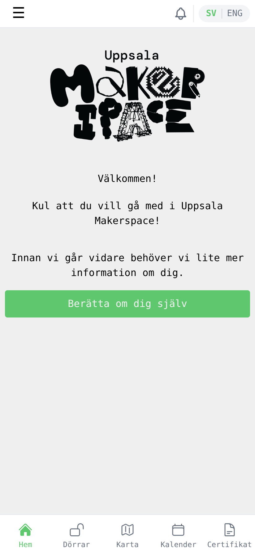 Välkomstsidan