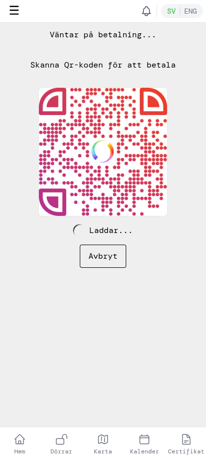 Swish QR-kod, väntar på betalning